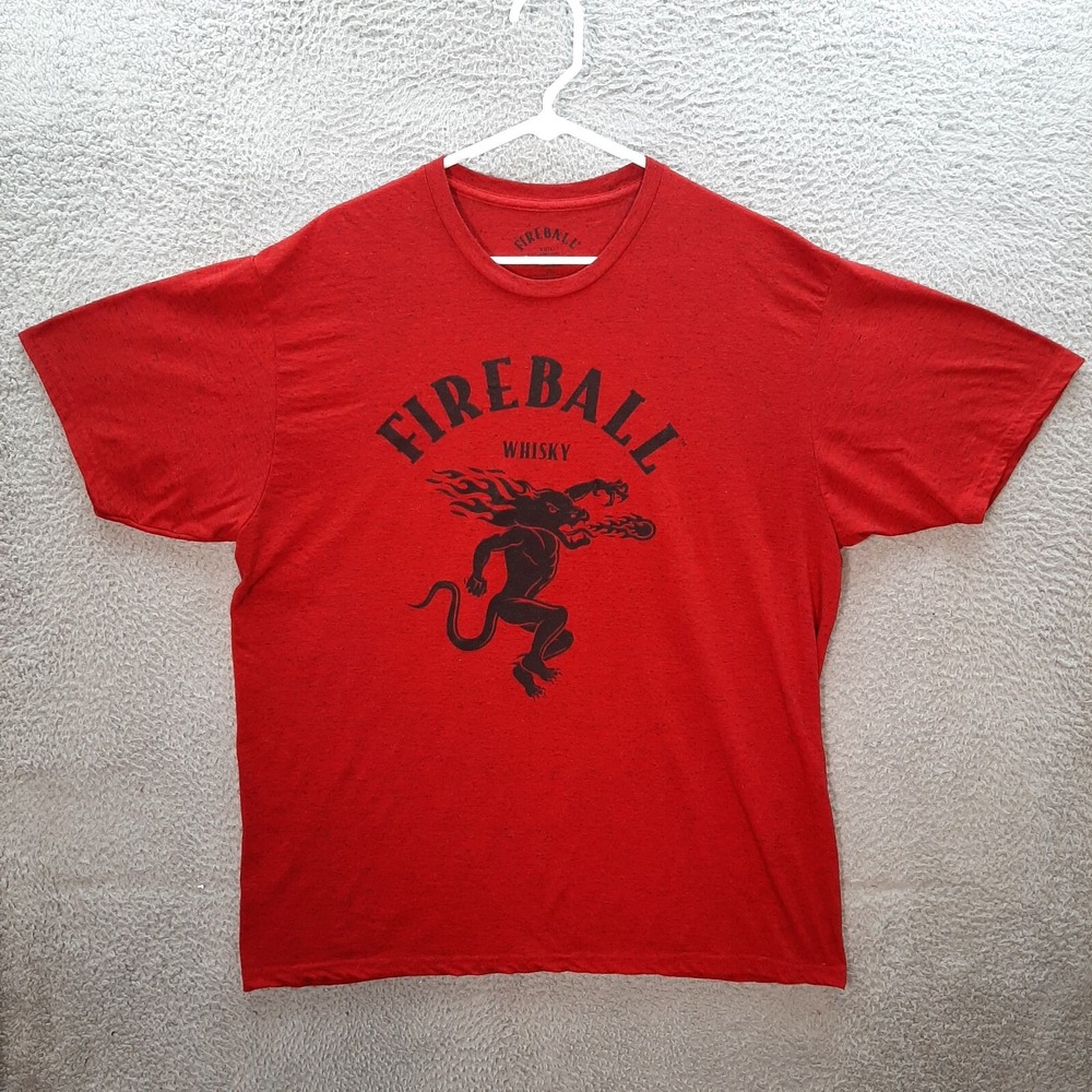 Fireball Whiskey Shirt Adult 2XL XXL Red Black Heather Party Bartender College